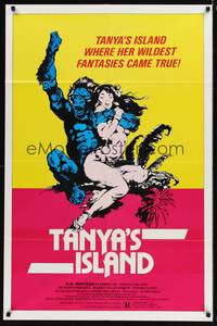 6c891 TANYA'S ISLAND 1sh R84 Playboy, wild comic art of ape & sexy Vanity!
