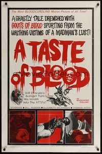 6c893 TASTE OF BLOOD 1sh '67 Herschell G. Lewis, a ghastly tale drenched with gouts of blood!