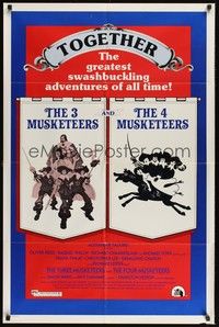 6c921 THREE MUSKETEERS/FOUR MUSKETEERS 1sh '76 swashbuckling adventure double bill!