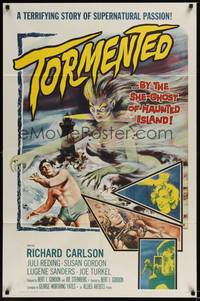 6c931 TORMENTED 1sh '60 great art of the sexy she-ghost of Haunted Island, supernatural passion!