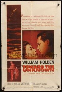 6c934 TOWARD THE UNKNOWN 1sh '56 William Holden & Virginia Leith in sci-fi space travel!