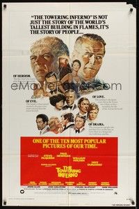 6c935 TOWERING INFERNO style B 1sh R76 completely different art of Steve McQueen, Paul Newman!