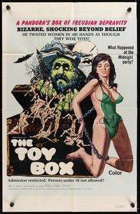 6c936 TOY BOX 1sh '71 art of sexy chained girl in a Pandora's box of Freudian depravity!