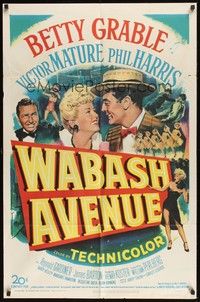 6c959 WABASH AVENUE 1sh '50 artwork of Betty Grable & Victor Mature smiling at each other!
