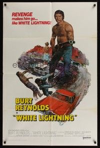 6c979 WHITE LIGHTNING int'l 1sh '73 cool different art of moonshine bootlegger Burt Reynolds!