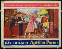 6d144 APRIL IN PARIS LC #1 '53 Claude Dauphin watches men give a dress to pretty Doris Day!