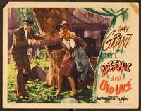 6d149 ARSENIC & OLD LACE LC '44 manic Cary Grant pulling Priscilla Lane by tree, Frank Capra