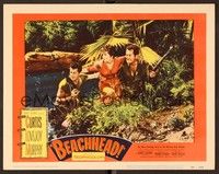 6d164 BEACHHEAD LC #4 '54 Marine Tony Curtis & Frank Lovejoy carry sexy Mary Murphy in jungle!