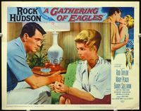 6d324 GATHERING OF EAGLES LC #3 '63 c/u of concerned Rock Hudson staring at pretty Mary Peach!
