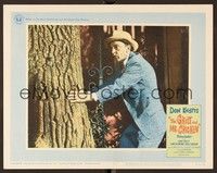 6d326 GHOST & MR. CHICKEN LC #8 '66 close up of scared Don Knotts hiding behind a tree!