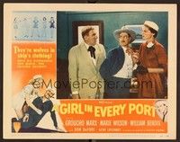 6d331 GIRL IN EVERY PORT LC #5 '52 Groucho Marx between William Bendix & pretty Dee Hartford!