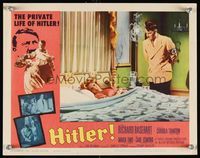 6d362 HITLER LC #7 '62 Richard Basehart as Adolf stares down at Maria Emo as Eva Braun in bed!