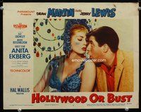 6d363 HOLLYWOOD OR BUST LC #7 '56 close up of awestruck Jerry Lewis & sexiest Anita Ekberg!