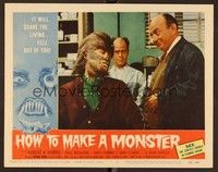 6d367 HOW TO MAKE A MONSTER LC #7 '58 Robert Harris & Paul Brinegar admiring werewolf Gary Clarke!