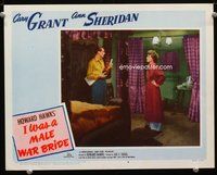 6d375 I WAS A MALE WAR BRIDE LC #6 R60 Cary Grant shows bottles to Ann Sheridan in bedroom!