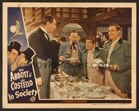 6d378 IN SOCIETY LC '44 Bud Abbott & Lou Costello served by Arthur Treacher at fancy party!