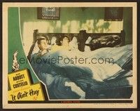 6d392 IT AIN'T HAY LC '43 wacky close up of Bud Abbott & Lou Costello sleeping in bed with horse!