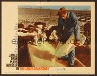 6d394 JAMES DEAN STORY LC #6 '57 great image of him smoking & standing in cow feeding trough!