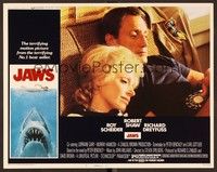 6d396 JAWS LC #5 '75 Steven Spielberg, close up of worried Roy Scheider & Lorraine Gary!
