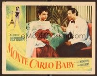 6d467 MONTE CARLO BABY LC '53 close up of elegant Audrey Hepburn sitting by Marcel Dalio in tuxedo!