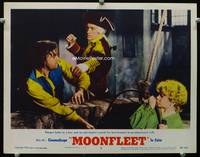 6d468 MOONFLEET LC #5 '55 Fritz Lang, Jon Whiteley in well watches Stewart Granger in fistfight!