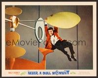 6d484 NEVER A DULL MOMENT LC '68 Disney, c/u of Dick Van Dyke hanging from wacky machine!