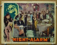 6d487 NIGHT ALARM LC '34 Bruce Cabot & well-dressed people at fancy party + cool fireman border art!