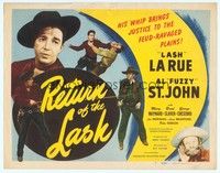 6d065 RETURN OF THE LASH TC '47 Fuzzy St. John, Lash La Rue's whip brought justice to the plains!