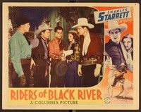 6d527 RIDERS OF BLACK RIVER LC '39 Iris Meredith between cowboy Charles Starrett & man drawing gun!