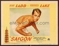 6d538 SAIGON LC #2 '48 best super close posed portrait of barechested Alan Ladd ready to fight!