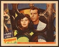 6d555 SINGAPORE LC #4 '47 close up of sexy Ava Gardner & seaman Fred MacMurray behind ornate door!