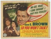 6d084 SO YOU WON'T TALK TC '40 Joe E. Brown tries to fool you with fake glasses, fedora & beard!