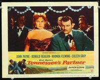 6d598 TENNESSEE'S PARTNER LC #4 '55 pretty Rhonda Fleming with Leo Gordon & tense men in audience!