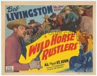 6d112 WILD HORSE RUSTLERS TC '43 Bob Livingston as The Lone Rider with gun faces down bad guys!