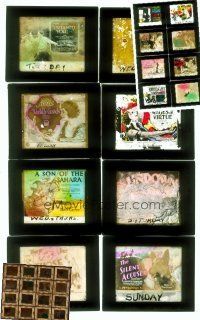 6e014 LOT OF 16 DETERIORATED IMAGE EXCELSIOR GLASS SLIDES lot '19-'25 lots of cool 1920s titles!