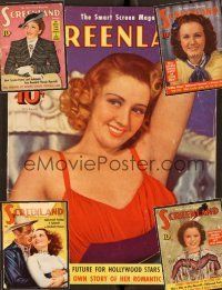 6e024 LOT OF 5 SCREENLAND MAGAZINES lot '38-'39 Shirley Temple, Gary Cooper, Merle Oberon + more!
