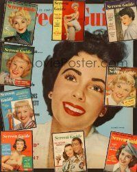 6e026 LOT OF 10 SCREEN GUIDE MAGAZINES lot '49-'50 Lana Turner, Liz Taylor, Betty Grable + more!