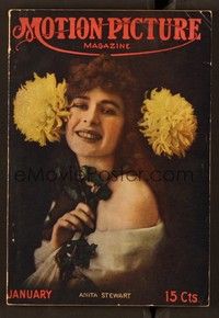 6e047 MOTION PICTURE magazine January 1915 portrait of pretty Anita Stewart holding holly leaves!
