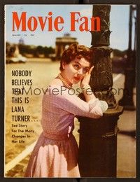 6e111 MOVIE FAN magazine January 1954 what is brunette Lana Turner looking for!