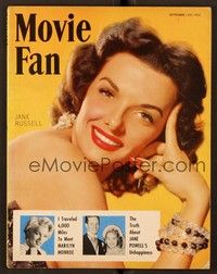 6e110 MOVIE FAN magazine Sept/Oct 1953 super close up of sexy Jane Russell plus Marilyn Monroe!