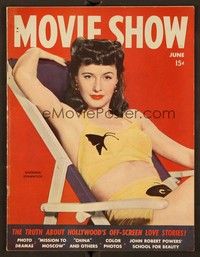 6e104 MOVIE SHOW magazine June 1943 close portrait of sexy Barbara Stanwyck in two-piece!