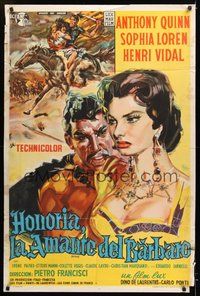 6f208 ATTILA Argentinean '56 cool different art of Anthony Quinn as The Hun & sexy Sophia Loren!