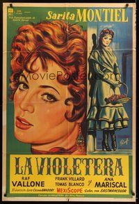 6f215 LA VIOLETERA Argentinean '58 great Raf artwork of pretty Sara Montiel!