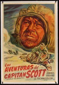 6f048 SCOTT OF THE ANTARCTIC linen Argentinean '50 different art of John Mills by Venturi!