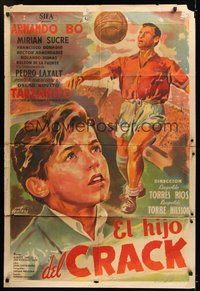 6f222 SON OF A SOCCER STAR Argentinean '53 cool Venturi artwork of Armando Bo & young boy!