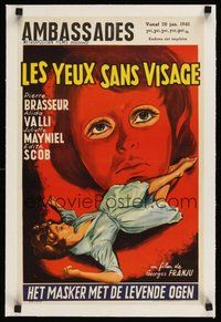 6f083 EYES WITHOUT A FACE linen Belgian '62 Georges Franju's Les Yeux Sans Visage, best art!