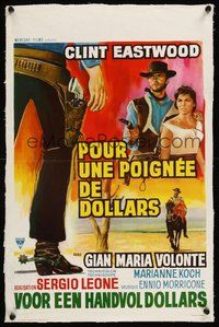 6f084 FISTFUL OF DOLLARS linen Belgian R70s Sergio Leone, cool different art of Clint Eastwood!