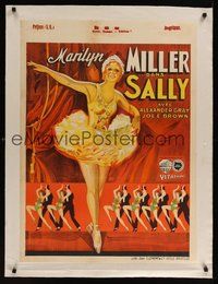 6f080 SALLY linen pre-War Belgian 24x33 '29 different full-length art of ballerina Marilynn Miller!