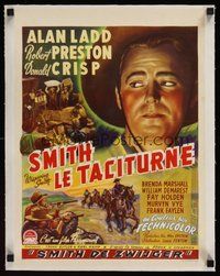 6f088 WHISPERING SMITH linen Belgian '49 different close-up artwork of cowboy Alan Ladd!