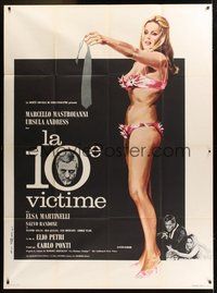 6f148 10th VICTIM French 1p '65 Marcello Mastroianni, sexy art of Ursula Andress by Charles Rau!